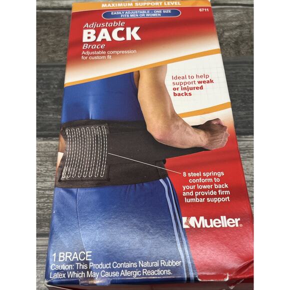 NEW Mueller Adjustable Back Brace, Black, One Size, Adjustable, 6711 - Picture 6 of 8